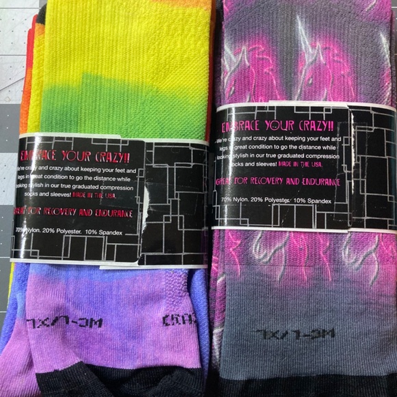 4 Pair Crazy Compression Wide Calf Socks - 2 NWT  Size L/XL for shoe size W10-13 - Picture 6 of 6